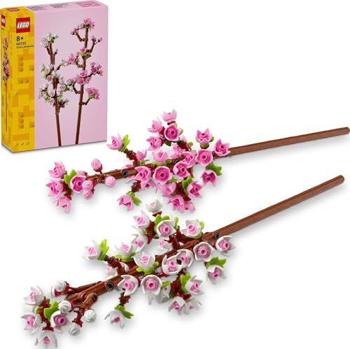LEGO Botanicals Flores de Cerezo Artificiales para Decoración del Dormitorio y Accesorio Floral para Escritorio, Ramo en Color Rosa y Blanco, Regalo de Flores para Niñas y Niños de 8+ Años 40725