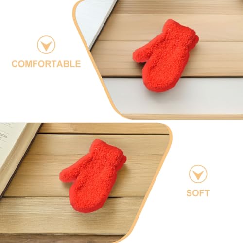 LOGOFUN 5pairs Kids Winter Gloves Warm Knitted Full Finger Mittens for Children Outdoor Cold Weather Black White Red Gray Pink4