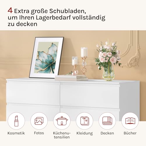 Voll beladene WOLTU Kommode mit 60 kg Gewicht demonstriert Stabilität und Anti-Kipp-Sicherung ideal für Familienhaushalte.