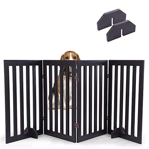 Pet Dog Gates Stairs,Best Pet Gate with Arched Top 4 Panel -31.5 Inch Step Over Fence - Free Standing Folding Z Shape Indoor Doorway Hall Stairs Dog Puppy Gate - Fully Assembled