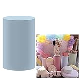 Iydamc Light Blue Plinth Cover for Baby Birthday Party Newborn Baby Shower Baptism Communion Christening Cylinder Cover Photography Decoration Solid Color Pedestal Cover NO-1007 D40H90