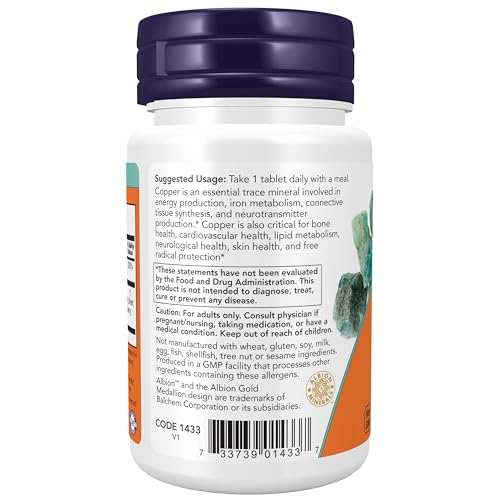 NOW Copper Glycinate Tablets