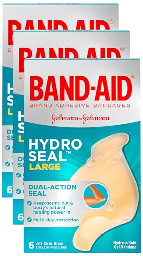 Band-Aid Brand Hydro Seal Large Waterproof Adhesive Bandages for Wound Care and Blisters, 6 ct (Pack of 3)