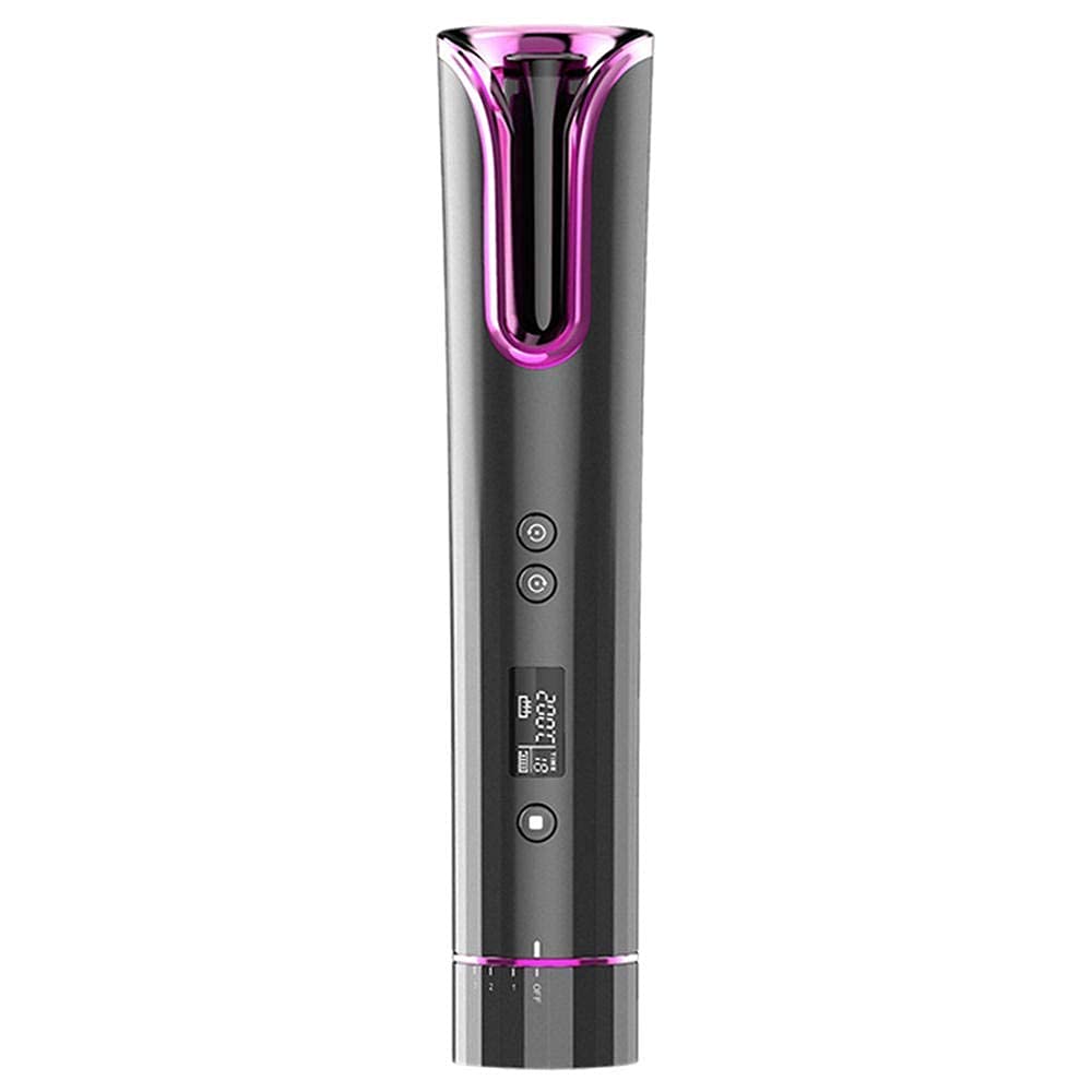 Cuervillo portátil para Cabello portátil Curling Automatic Hierro, Viaje de Carga USB Inteligente Curling Inalámbrico Pinzas LCD Curling Automático Hierro