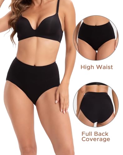 Image of INNERSY Womens Underwear Cotton Briefs Postpartum High Waisted Panties 5 Pack