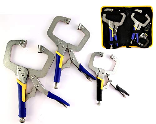 KOTTO 3 Packs Heavy Duty Locking C-Clamp Set, 6 Inch, 9 Inch