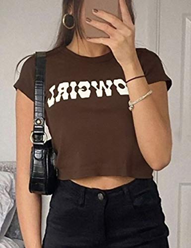 MISSACTIVER Women’s Sexy Vintage Graphic and Letter Print Crop Top Casual Summer Slim Short Sleeve Crop T-Shirt3