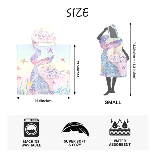 Mermaid Tail Hooded Beach Towel For Girls, Lightweight Surf Poncho Changing Robe, Wetsuit Changing Poncho, Absorbent Hooded Bath Towel For Pool Swimming And Outdoor Sports(Small,Pearl Mermaid) #TOP3