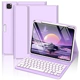 COO iPad Air 11インチケース キーボード付き (M3/M2 2025/2024) & iPad Air 5/4世代 (2020/2022) 7色バックライト ペンシルホルダー付き 二つ折りカバー iPad Pro 11 (第4世代/第3世代/第2世代/第1世代)用 - ライトパープル