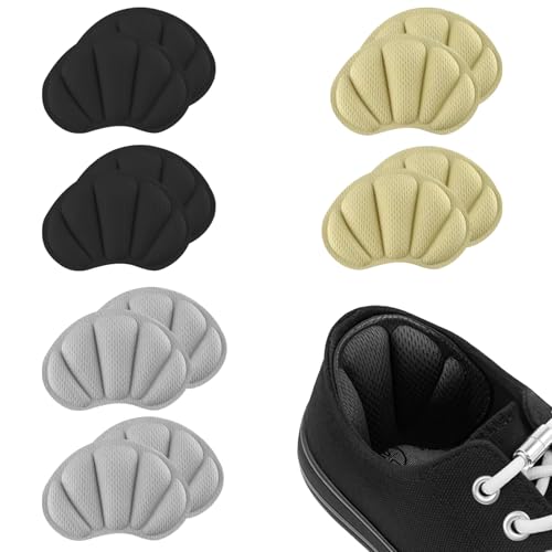 Protege Talon Chaussure, 6 Paires Coussinet Talon Chaussure Autocollante Antidérapante, Coussinets Plantaires Et Pour Talons Anti-Ampoules Pour Chaussures (2Noir, 2Gris, 2Couleur Peau)