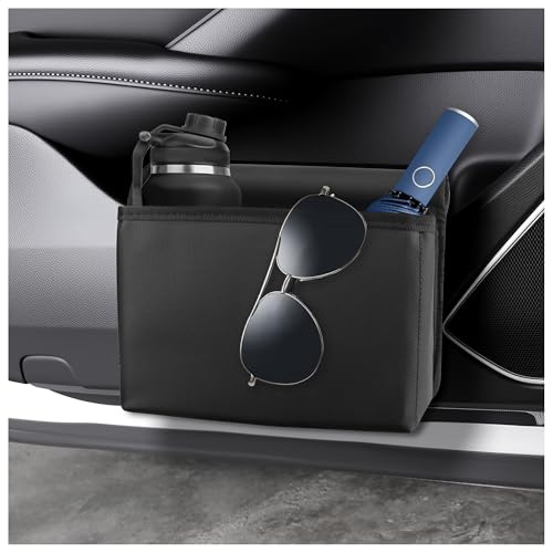 SSNNUU Multifunctional Car Trash Can,Foldable Leather Car Garbage Can Car Organizers and Storage,Universal Hanging Car Trash Bag Car Accessories Interior for Most Car Doors Seats, Black