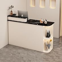 Cashier Front Desk ,Reception Desk, Retail Checkout Counter, With Lockable Drawers Checkout Counter, Computer Table With Storage Cabinet, For Home Office Salon Spas And LobbyColorWhite+black