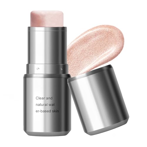 Highlighter Stick, Natural Dewy Champagne Face Highlighter Contour Stick for Glass Skin Glow Balm, Makeup Lightweight Stick, Buildable Travel-Ready and Retractable