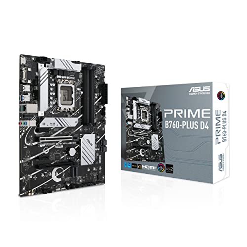 Asus PRIME B760-PLUS D4 – Placa base ATX Intel B760 LGA 1700, PCIe 5.0, tres PCIe 4.0 M.2, DDR4, 2.5Gb Ethernet, SATA 6 Gbps, USB 3.2 Gen 2×2 Type-C, USB 3.2 Gen 1 Type-C, Thunderbolt, Aura Sync