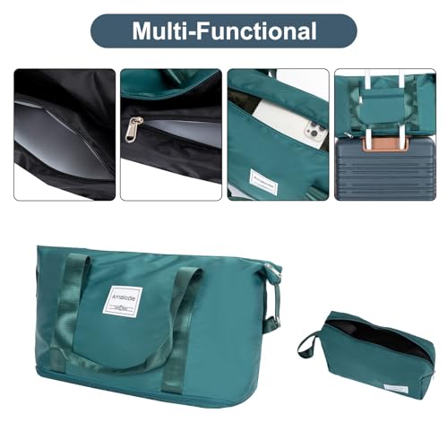 Durable 5-Piece Dark Green ABS Luggage Set with Wheels and Lock - Lightweight Travel Solution3