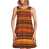 Ärmelloses Damenkleid mit Indianer-Muster, stilvolle Sommerkleider, bequemes Freizeitkleid, Schwarz, Medium-4X-Large