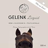 Annimally Gelenk Liquid für Pferde 1000ml mit Teufelskralle, Glucosamin und MSM (Schwefel) flüssig - Für die Stärkung der Gelenke beim Pferd - Alternative zu Pulver