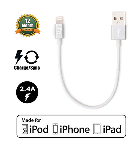 Createpros Mfi Certified Short Lightning To Usb Cable With Aluminum Connectors Compatible With Iphone, Ipad And Ipod - 7.5 Inches (19 Centimeters) - Silver/White #TOP6