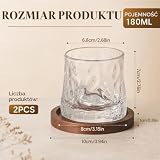 Obrotowe szklanki do whisky 180 ml, zestaw 2 szt. z podstawkami, szkło obrotowe o wysokiej przejrzystości, młotkowany wzór, do whisky, rumu, bourbona, koniaku, prezent dla mężczyzn