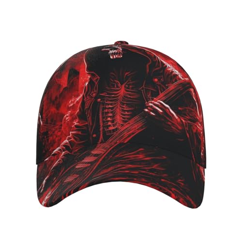 Parca Negra Rock and Roll Calavera Roja Unisex Gorra De Béisbol Protección UV Gorra Trucker Transpirable Gorras Hip Hop para Running Golf Senderismo