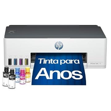 Impressora HP Smart Tank 210 com Tanque de Tinta Colorida - Com Wi-Fi - USB 2.0 de alta velocidade. Funções da impressora: Imprimir. Cor: Branco (3D4L5A)