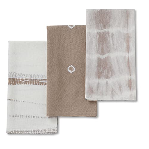 Folkulture Kitchen Towels or Dish Towels for Kitchen, 20x26 Inches Tea Towels with Hanging Loop or Hand Towels, Flour Sack Hand Towels or Farmhouse Kitchen Towels, 100% Cotton, Set of 3, Indie Smoke