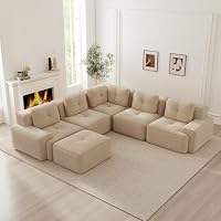 EURHCIO Canapé d'angle Convertible 5 Places,Canape modulable en Velours côtelé Moderne pour Salon,Assise Profo