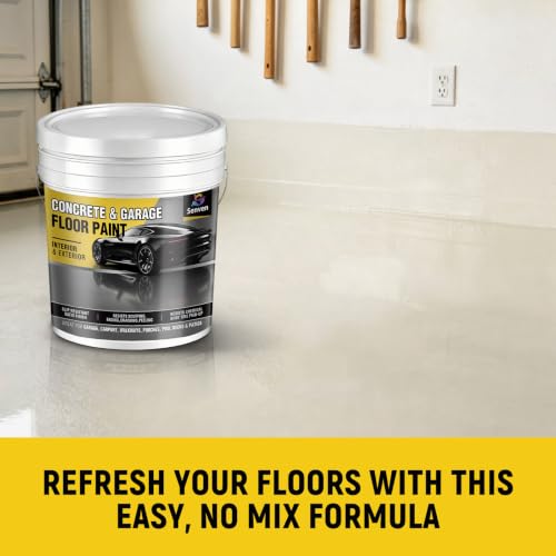 SENVEN Pintura para pisos de concreto y garaje Beige Blanco 1 galón, revestimiento para pisos de concreto interior/exterior con acabado semibrillante miniatura 6