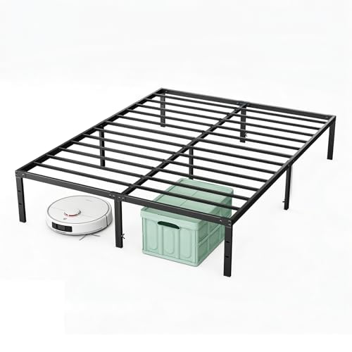 Image of Sweetcrispy King Size 12 Inch Platform Bed Frame, Heavy Duty Metal Foundation Frame, Noise-Free Sturdy Steel Slats, Underbed Storage, No Box Spring Needed, Quick Setup