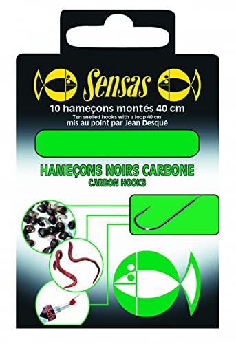 Hameçons Montés Sensas Noir Carbone - N°18 - Référence 55204 - Pour Pêche Au Coup