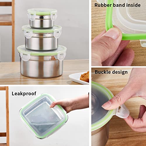 Juanaline Stainless Steel Food Containers/Bento Lunch Box/Food Storage-Set Of 4, 120Ml,300Ml, 600Ml And 1.2L, Leakproof, Bpa Free, Portion Control, Lt. Green #TOP4