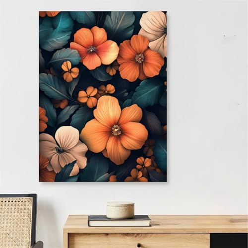 Activite Manuelle Adulte peinture numero fleurs colorees decoration murale 160cm