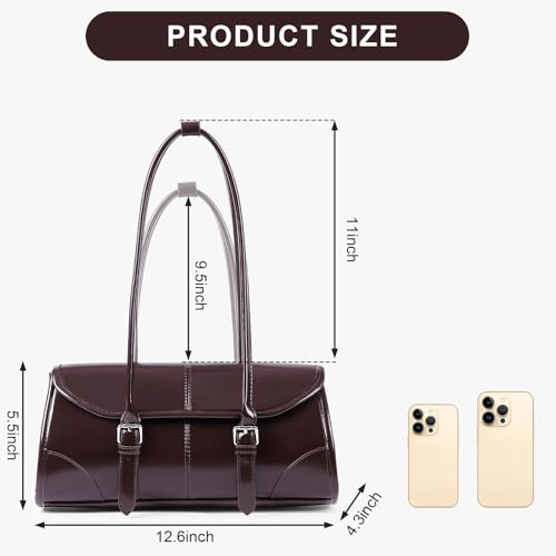 Image of YFGBCX Faux Leather Tote Bag for Women Burgundy Purses Small Shoulder Bag Wine Colored Purse Y2k Red Handbag Purse