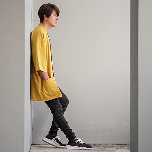 Image of Men's Long Oversized Kimono Cardigan Noragi Japan Jacket Haori Man Yukata Coat