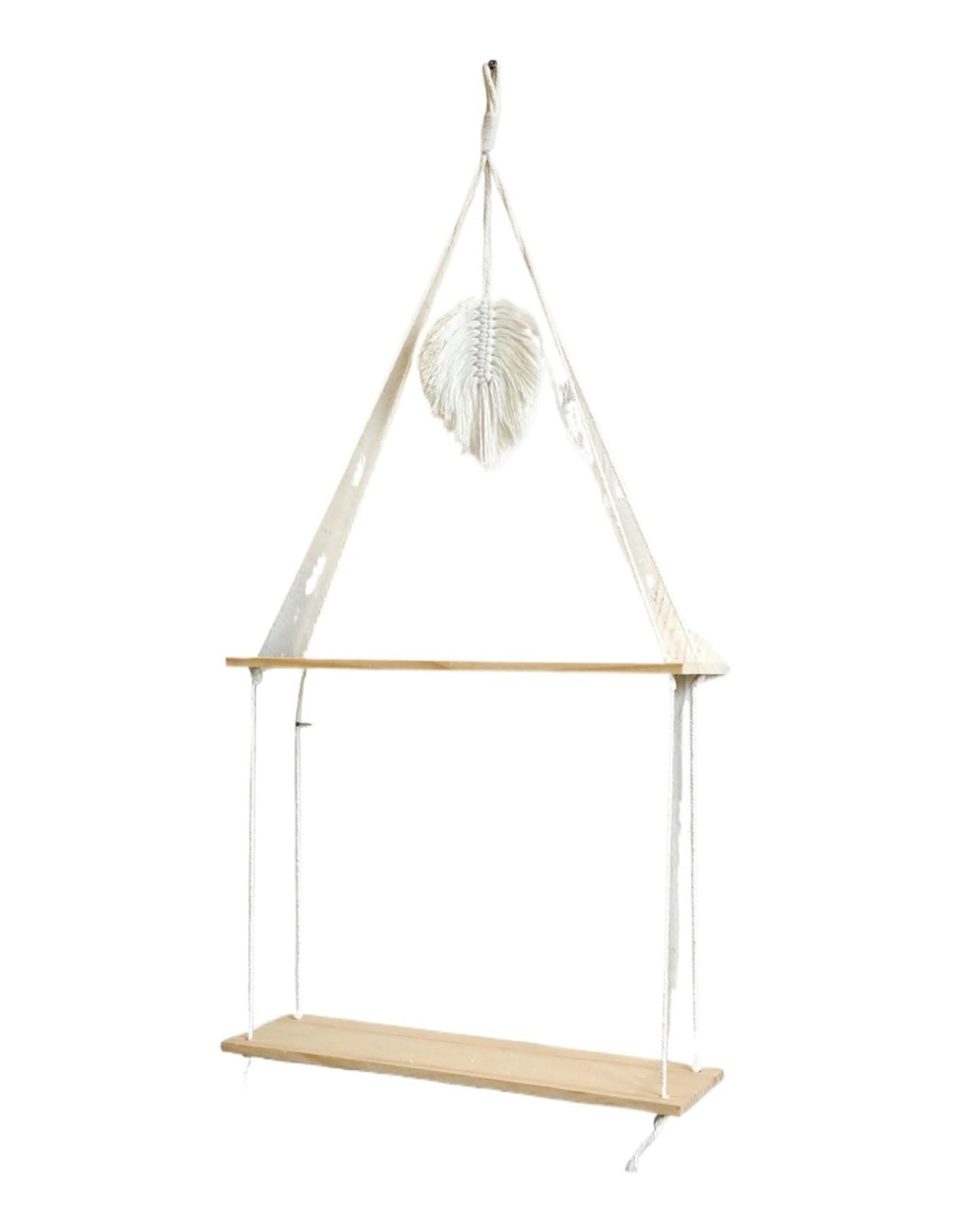 Étagère à corde en bois étagère murale flottante rustique à 2 niveaux Boho