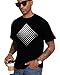 Mens Graphic T-Shirts Triangle Geometric Gradient Art Short Sleeve Summer Top Crewneck Casual Tees for Men Black