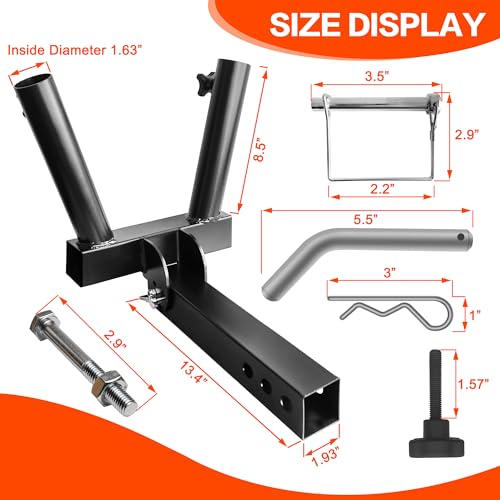 Foldable Double Hitch Flagpole Holder, Fits Standard 2" Trailer Hitch by LOCKIETTA - Image 2