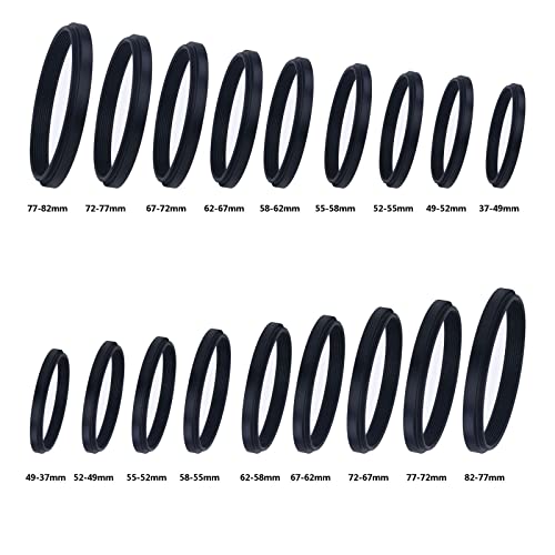 image for Stepping Adapter Ring, Hisewen 18 Pieces Camera Lens Filter Adapter Ri