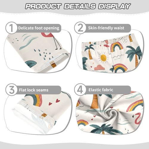 Palm Tree Flamingo Rainbow Girls Leggings Soft Stretch Workout Yoga Dance Pants for Kids Casual Tights3