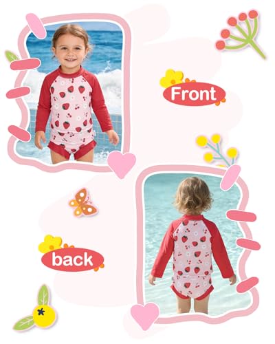 Image of ALVA 2 Pcs Long Sleeve Rash Guard Swim Diaper Sets, Baby Toddler Swimsuit UPF 50+ Sun Protection for Boy and Girl