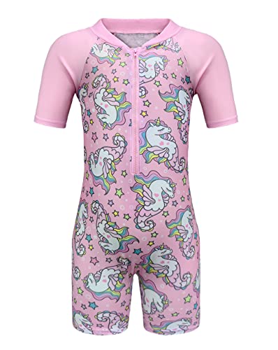 Maillot de bain anti-UV pour fille avec rashguard et zip licorne