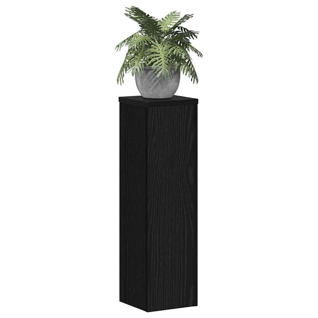 vidaXL Plant Stand 2 pcs Black Oak 17 x 17 x 60 cm Engineered Wood, Living Room Decor, Contemporary Plant Stand, Outdoor Display, Modern Tiered Rack, Elevated Holder for Stylish Arrangement