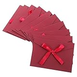 Gatuida 10 Stück Grußkarten Umschläge Klein Rot Mit Schleife Papierumschläge Tragbar Langlebig Für Einladungen Party Karten