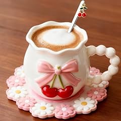 #A 11.5 OZ White Bow Cherry Mug