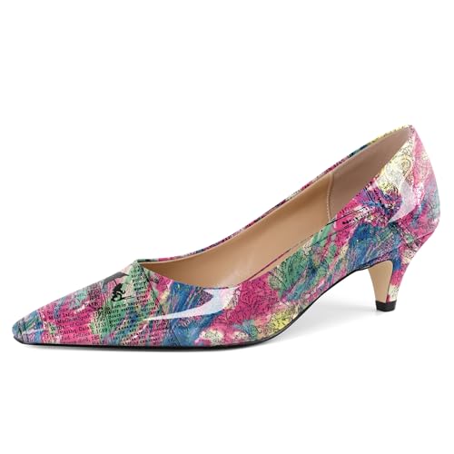 Mettesally Chaussures Femme Slip-on Talon Haut 5cm Confort Conçu pour Les Longues Journées au Bureau ou en Ville Rose Journal EU42