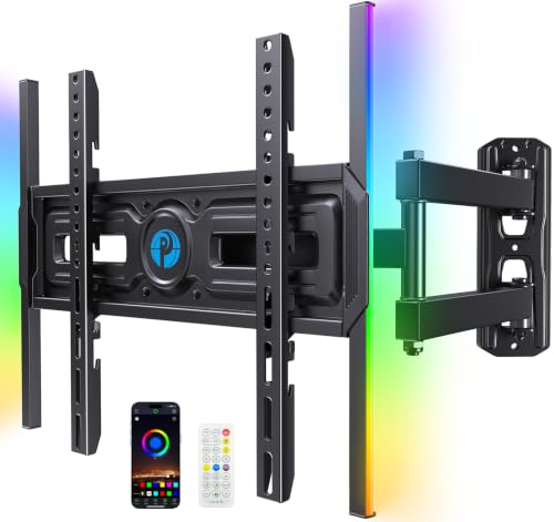Image of Pipishell Full Motion TV Wall Mount with LED Lights for 32-65 Inch TVs