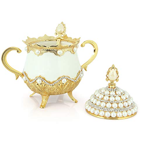 Candy Bowl Coated Handmade Brass Sugar Chocolate Serving Dish Gift For Lovers And You (Porcelain With Pearl) #TOP7