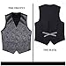HISDERN Gray Vest and Tie Sets for Men Paisley Floral Jacquard Necktie Pocket Square 3PCS Casual Business Vests Waistcoat for Suit or Tuxedo Grey