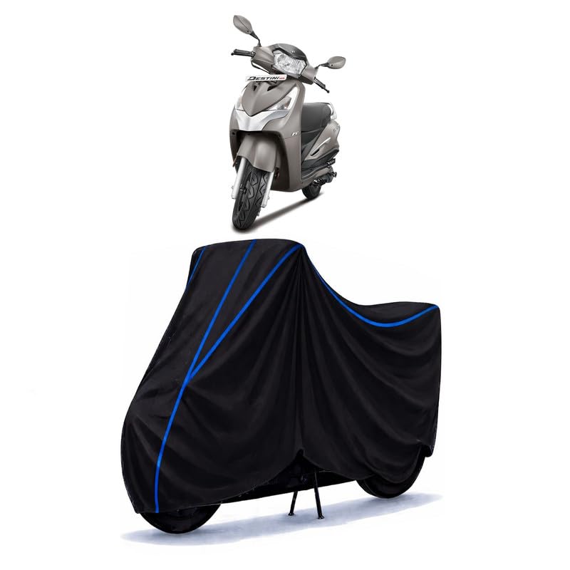 Image of Scooty Cover Water Resistant for Destini 125 XL | Universal Scooter & Bike Cover | Heavy Duty UV Dust, Rain & Scratch Protection | Elastic Fit All Weather Indoor Outdoor | Black with Blue Piping