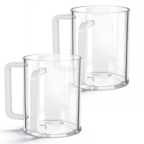 AOZUO 2 Pcs Judaica Hand Washing Cup with Dual Handles 5" Acrylic Clear Negel Vasser Hand Washing Cup for Jewish Ritual Netilat Yadayim Holiday Gifts (White Handle)